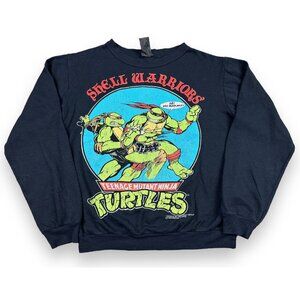 Vtg 90 TMNT Teenage Mutant Ninja Turtle Shell Warriors Wormser Black Sweatshirt